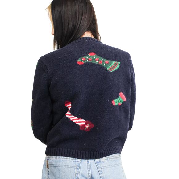 Christmas Stockings Sweater - S / Vintage / Holiday / Party - Picture 2 of 2